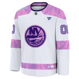 Män Ishockey New York Islanders tröja med eget tryck Fanatics Hockey Fights Cancer Practice 2024-25 Vit